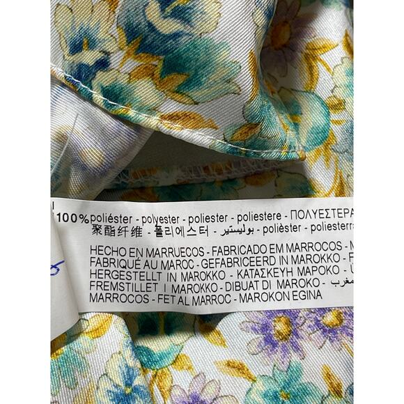 ZARA Multicolor Floral Satin Button Ruffle Hem Slit Midi A-Line Slip Skirt Sz M - Picture 5 of 5